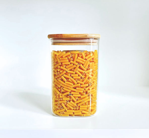 Square Bamboo Glass Pantry Storage Containers – 12 Pack