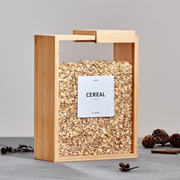 Bamboo Food Dispenser – 3L pictured with cereal, ideal for pantry organisation. Enhance kitchen storage with sustainable storage organisers.