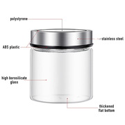 Glass Storage Jar – 400ml with Clear Stainless Lid, perfect for kitchen organisation, featuring durable high borosilicate glass and stainless steel.