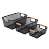 Black Mesh Storage Basket with Wooden Handles