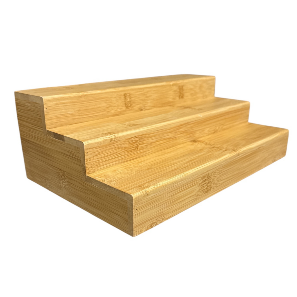Large Bamboo Shelf – 3-Tier Organiser for Jars & More designed for efficient kitchen and pantry storage, enhancing organisation.