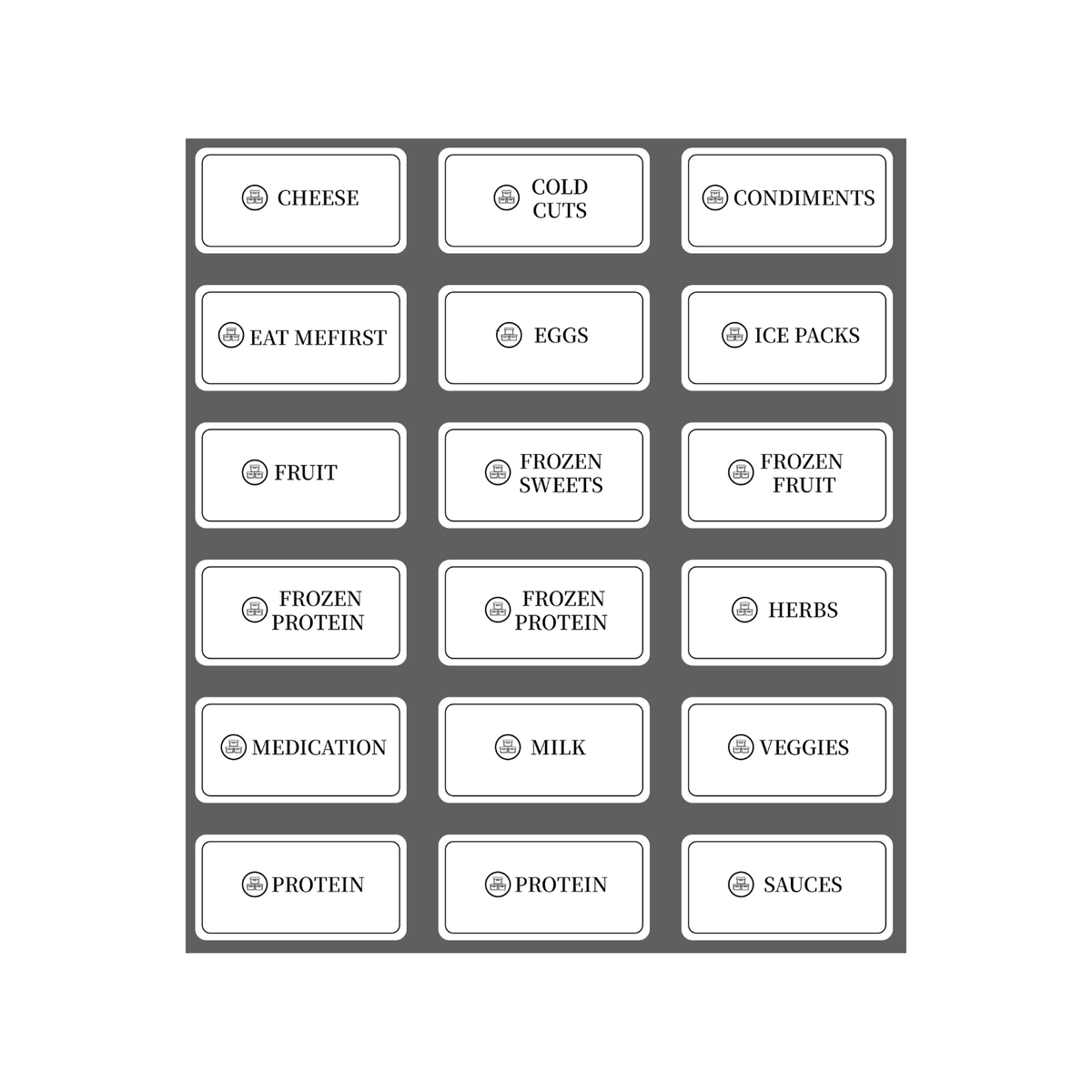 Fridge & Freezer Organisation Stickers – 36 Label Pack for efficient kitchen and pantry storage with clear identification.