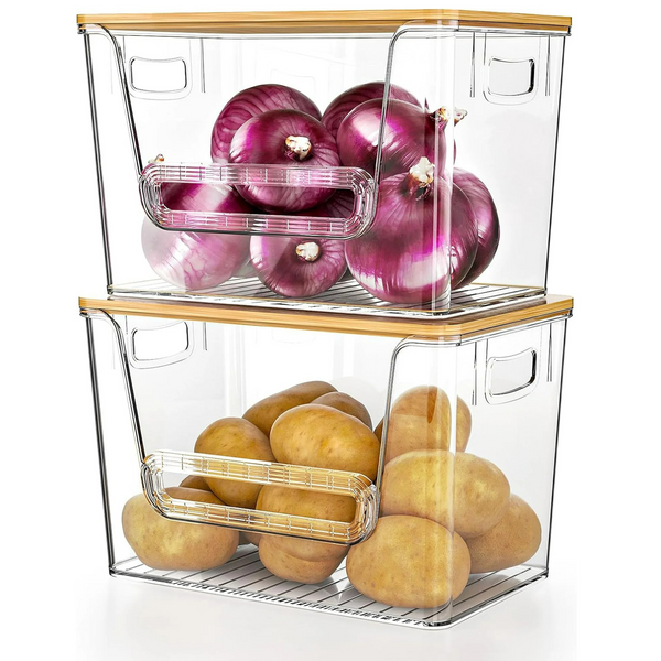 Clear Storage Container with Bamboo Lid – 29cm