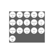 Toy Room Organisational Stickers – 36 Pack Round Labels for toy storage organisers in playrooms or classroom settings.
