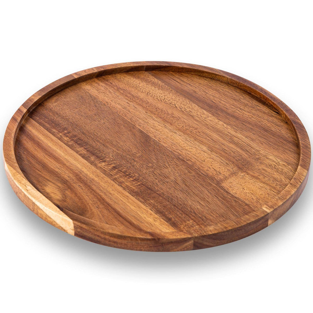 Acacia Wood Round Serving Tray ideal for kitchen organisation, perfect for presenting snacks and drinks as stylish storage organisers.