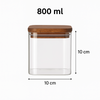 Square Acacia Lid Glass Jars – 5 Sizes