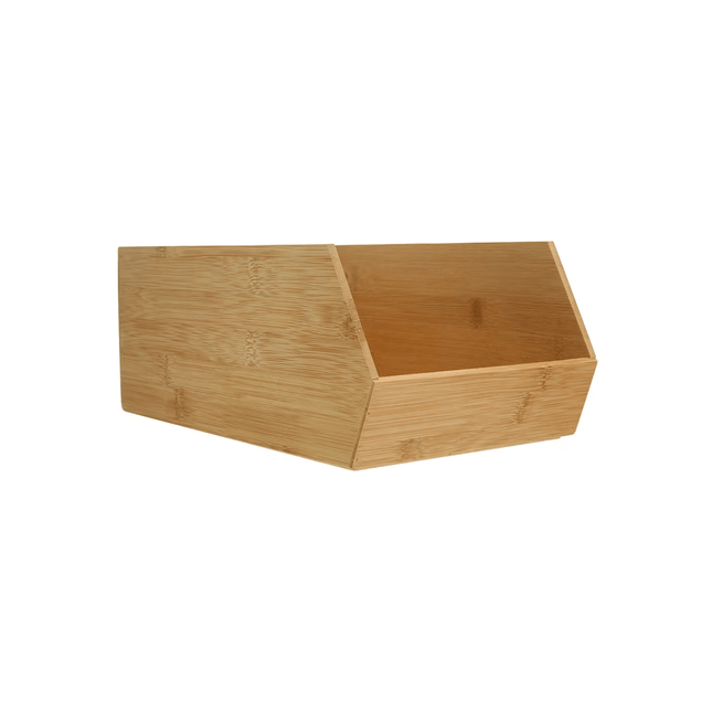 Bamboo Stackable Basket – Space-Saving Kitchen Organisation ideal for pantry storage, enhancing kitchen organisation with style.