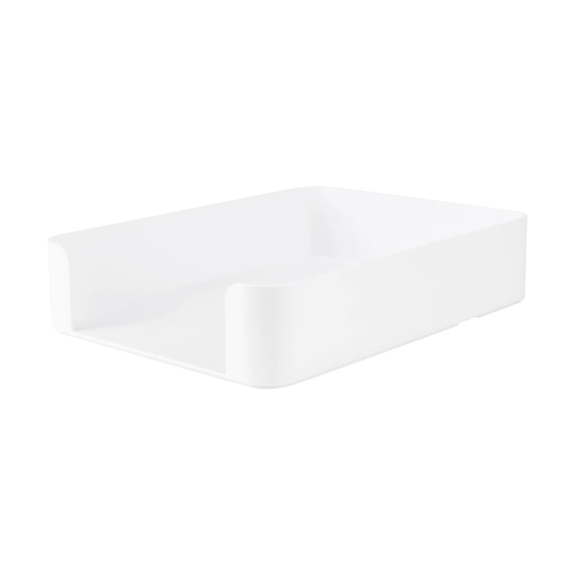 White Plastic Tray for Document & Stationery Organisation, ideal for enhancing kitchen or pantry organisation with storage organisers.
