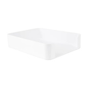 White Plastic Tray for Document & Stationery Organisation, ideal for office storage, combining kitchen and pantry organisation efficiency.