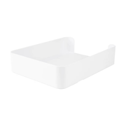 White Plastic Tray for Document & Stationery Organisation in an office setting, ideal for desk storage and decluttering space.
