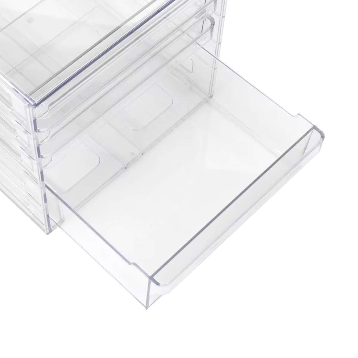 Clear 4-Drawer Organiser with open drawer for efficient kitchen or pantry storage, perfect for enhancing home organisation.
