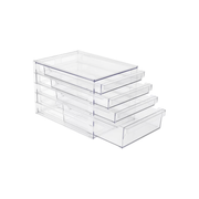 Clear 4-Drawer Organiser ideal for kitchen or pantry storage, featuring transparent stacking drawers for efficient drawer organisation.