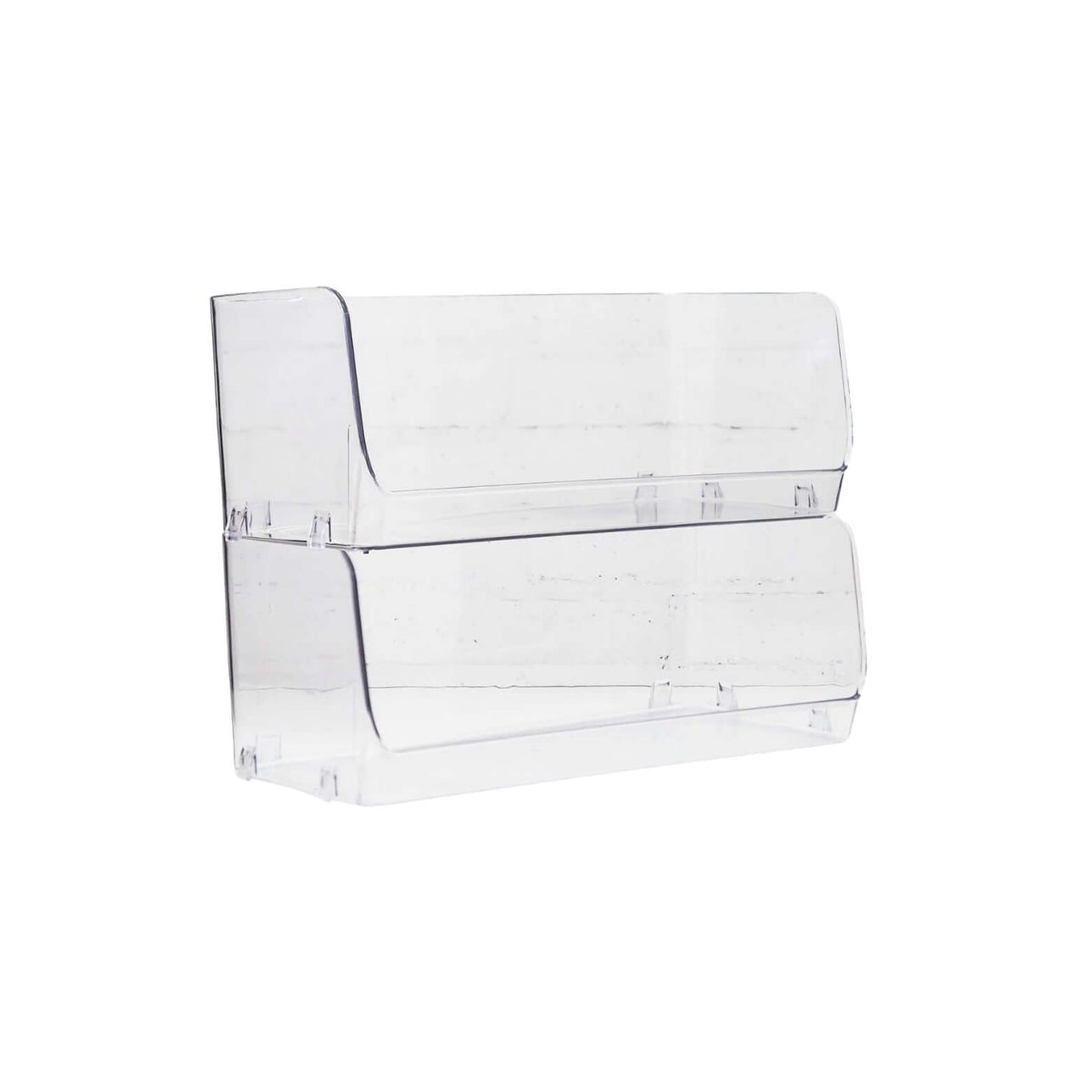 Large Clear Stackable Organiser for efficient kitchen and pantry storage. Ideal for fridge organisers and under sink storage solutions.
