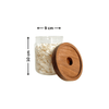 Round Glass Acacia Storage Jar with Bamboo Lid, 9cm x 10cm, for Kitchen Organisation and Stylish Home Storage Solutions.