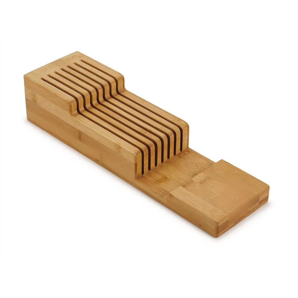 2 Tier Bamboo Knife Drawer Organiser for efficient kitchen and pantry organisation, perfect for storing cutlery in drawer organisers.