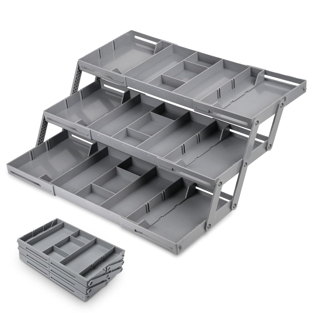 Expandable 3-Tier Drawer Organiser – Adjustable, perfect for kitchen or pantry storage solutions, optimising space with ease.