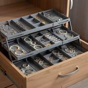 Expandable 3-Tier Drawer Organiser – Adjustable for jewellery, ideal for drawer organisers in bedroom or wardrobe storage solutions.