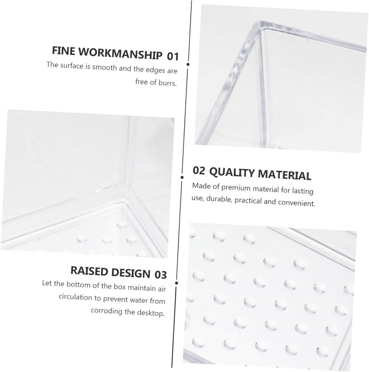 Detailed view of XL Clear Drawer Organiser showcasing fine workmanship, quality material, and raised design for kitchen organisation.