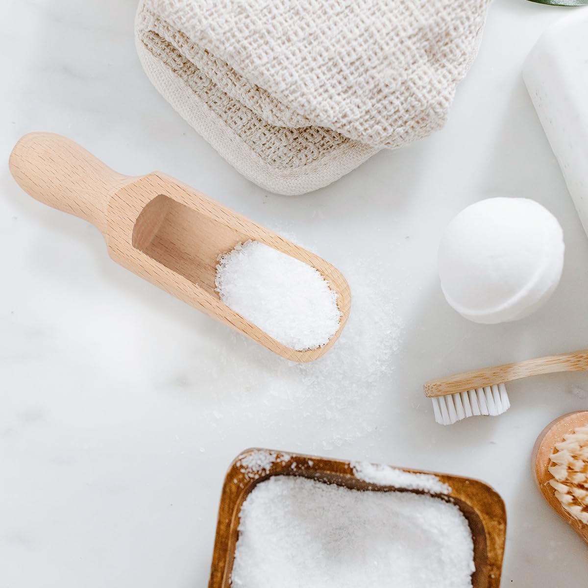 Large Wooden Scoop – Durable Beechwood Kitchen & Laundry Tool used for pantry organisation with other storage organisers.