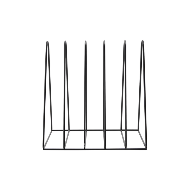 Black Iron File Rack for Desk Organisation showcasing modern design, ideal for home office or study desk storage.