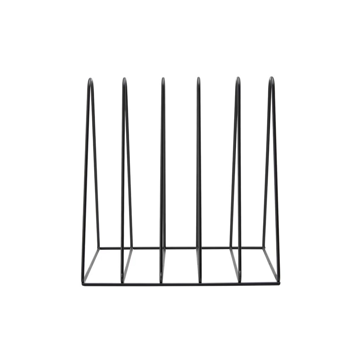 Black Iron File Rack for Desk Organisation showcasing modern design, ideal for home office or study desk storage.