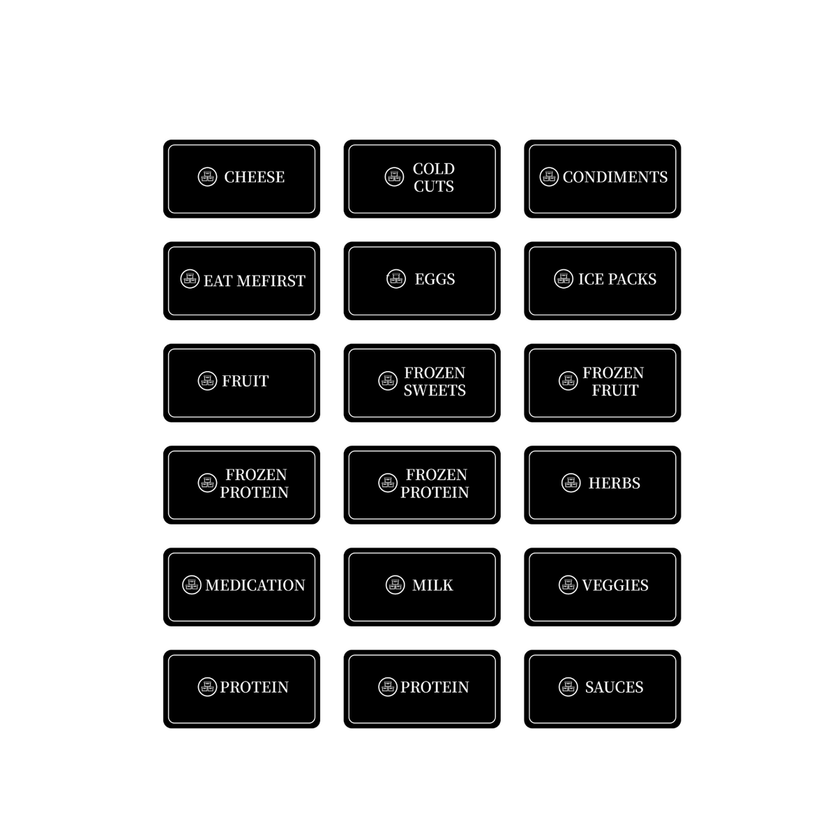 Fridge & Freezer Organisation Stickers – 36 Label Pack for efficient kitchen and pantry organisation, featuring fridge organisers. 
