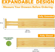 Bamboo Drawer Dividers Expandable - 4 Pack
