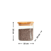 Square bamboo glass jar for pantry storage, 10cm x 10cm, with lid. Ideal kitchen organiser.