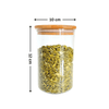 840ml glass storage jar with bamboo lid, perfect for kitchen pantry organisation, featuring space-saving, stylish home storage solutions.
