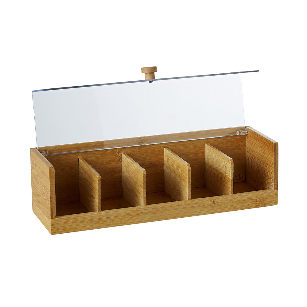 Bamboo Tea Bag Organiser with Acrylic Lid