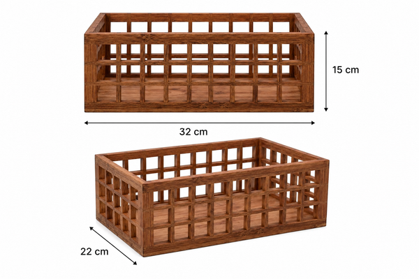 Acacia Perforated Storage Basket – Large