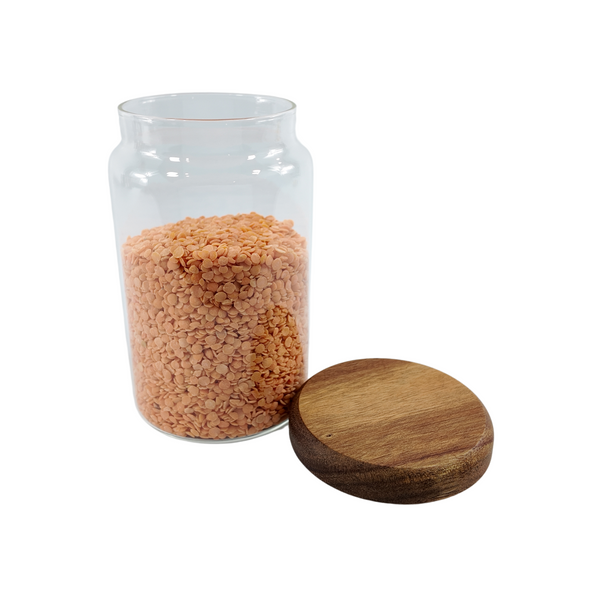 900ml Acacia lid glass jar for stylish and organised kitchen storage