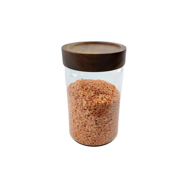 Acacia Wood Glass Jar Screw On - 900ML