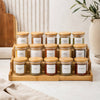 Bamboo 3-Tier Spice Rack with 15 Glass Jars – 120ml