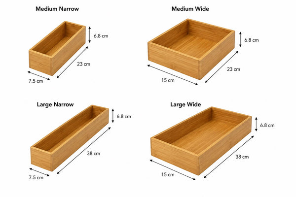 Bamboo Drawer Organiser Insert – 4 Sizes