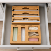 Bamboo Food Wrap Dispenser & Sandwich Bag Organiser Pack