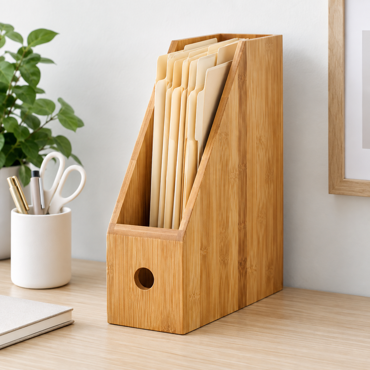 Bamboo Magazine Holder for Home & Office Storage