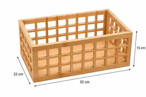Bamboo Perforated Storage Basket – Large