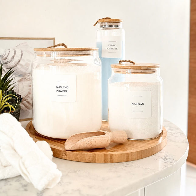 Bamboo & Glass 5 Piece Laundry Pack with Liquid Jar