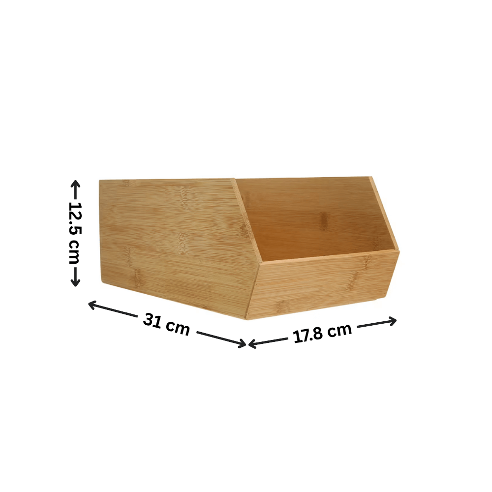Bamboo Stackable Basket – Space-Saving Kitchen Organisation ideal for pantry storage organisers.