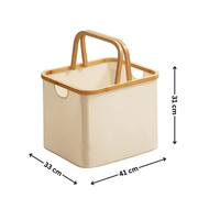 Alt Tag: Beige Linen Basket with Double Handle, ideal for drawer organisers, enhances kitchen and pantry storage.