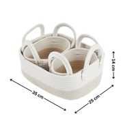 Beige storage baskets - 3 Pack, versatile for kitchen organisation, perfect for storing baby essentials or pantry items.