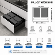 Bin 35L for 600mm Cabinet – Blum Compatible