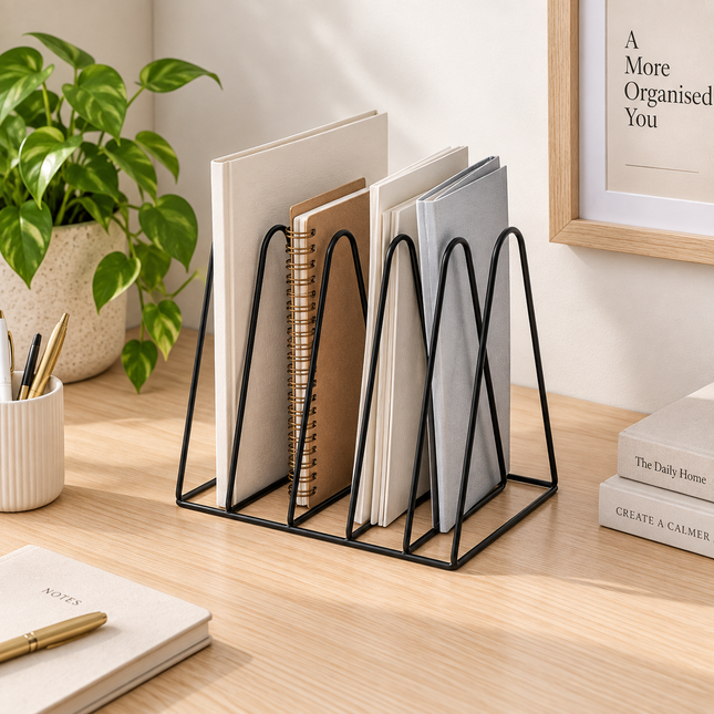 Black Iron File Rack for Desk Organisation