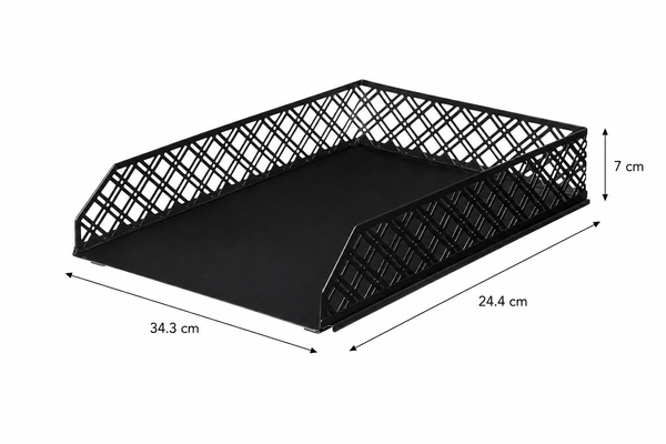 Black Metal Document Tray for Desk Organisation