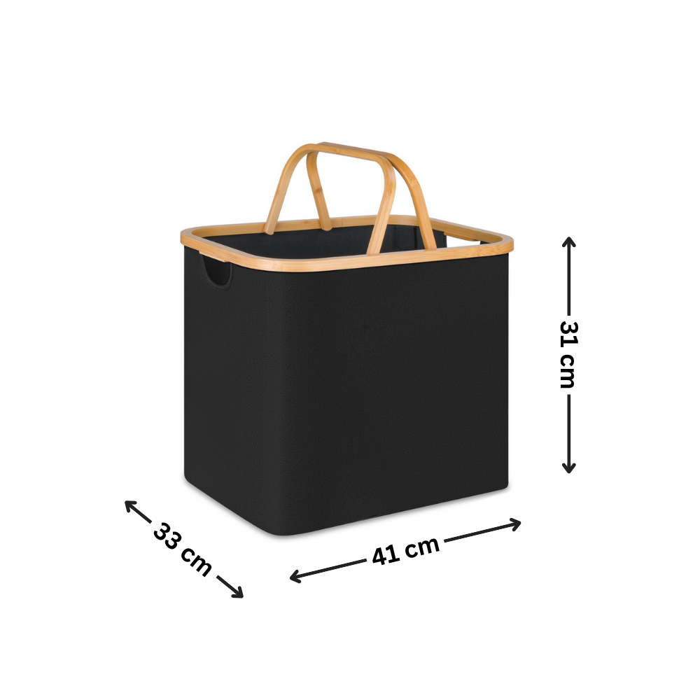 Black Linen Basket with Double Handle for kitchen organisation, ideal as under sink storage for efficient space utilisation.