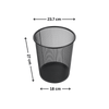 Black mesh metal bin for efficient waste disposal, ideal for kitchen and bathroom organization.