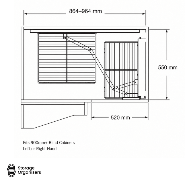 Chrome Magic Corner Unit – Fits 900mm+ Blind Cabinets