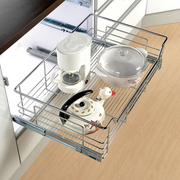 Chrome Wire Pull-Out Baskets – Fits 400mm Cabinet showcasing kitchen organisation with utensils stored neatly in a cabinet.
