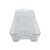 Large clear fridge storage box for pantry or kitchen; ideal space-saving organizer.